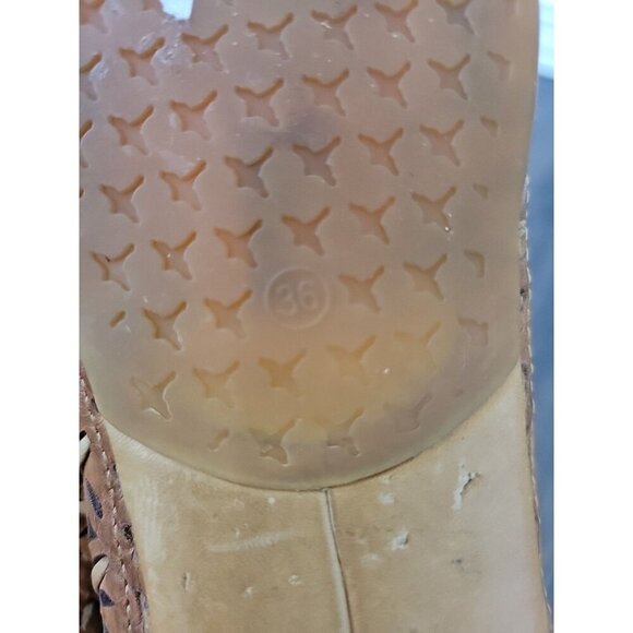 Pikolinos Relax Cutout Camel Brown Leather Peep Toe Flats Sz EU 36 US 5.5 - 6 - Picture 8 of 8